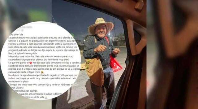 Una usuaria descubrió a un anciano de 80 vender sus productos a altas horas de la noche.