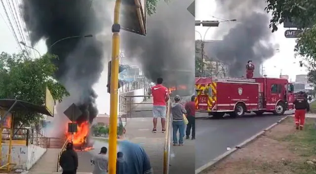 Bus de la empresa Huandoy se incendió en Comas.