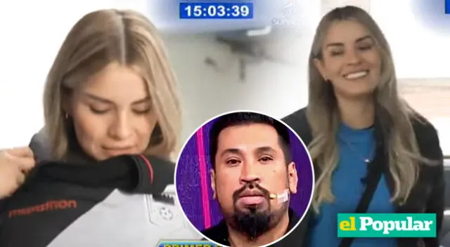 Fiorella Retiz y su reacción al ver la camiseta de 'Once Machos'.