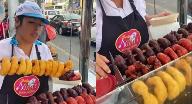 Peruana sorprende en TikTok con picarones de fresa y maíz morado en esquina de Gamarra