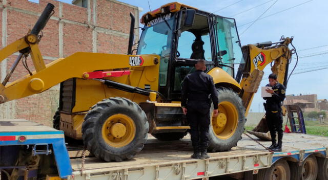 Máquina pesada fue recuperada gracias a la labor policial.