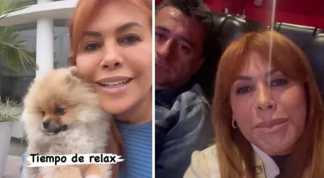 Magaly Medina se lució con Alfredo Zambrano y sus perritos.