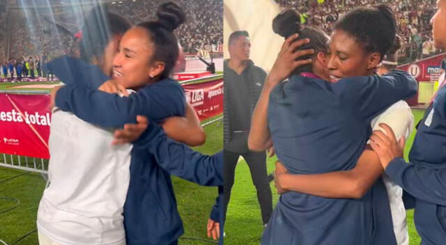 Fabiola Herrera y Sandy Dorador se dieron un tierno abrazo.