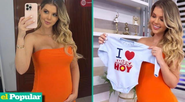 En América Hoy, Brunella Horna celebró sus seis meses de embarazo con presente de sus compañeros para su hijito con Richard Acuña.