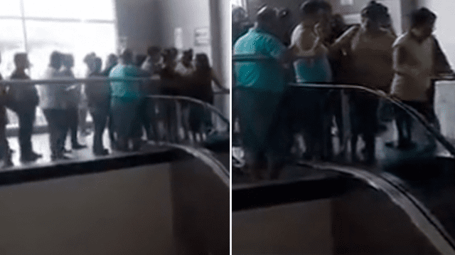 Un grupo de personas se volvió viral en Iquitos al ver las escaleras eléctricas.