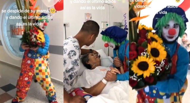 Joven se viste de payasito y va al hospital para despedirse de su madre que fallecerá en unas horas.