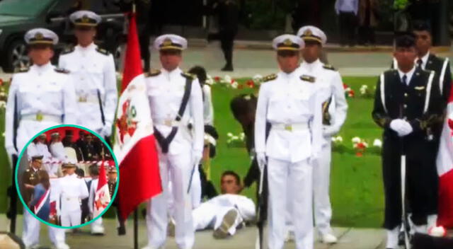Joven cadete de la Marina del Perú sufrió una descopensanción en el Día de las Fuerzas Armadas.