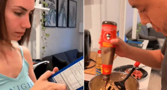 Canadiense sorprendida al ver cómo cocina arroz chaufa su esposo peruano y es viral en TikTok.