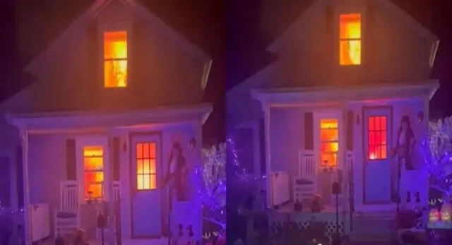Vecinos de Estados Unidos decoran su casa simulando un incendio