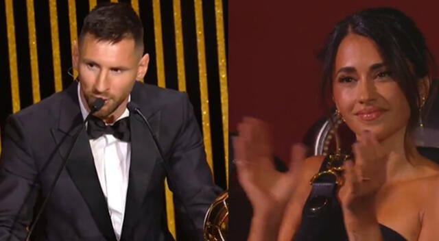 Lionel Messi gana el Balón de Oro 2023: cámara capta reacción de Antonela Roccuzzo tras mensaje a Maradona.