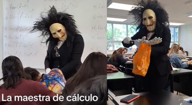 Profesora es viral en TikTok al disfrazarse por Halloween y aparecer ante sus alumnos.
