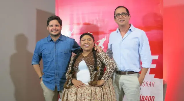 Cholita Lu junto a Gian Piero Díaz y Gino Tassara.