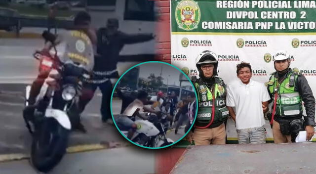 Amigos del supuesto hincha de Alianza Lima que robó una moto de la PNP en la Vía Expresa, lo grabaron.