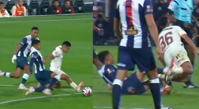 Jairo Concha mandó al suelo a Piero Quispe con dura falta en el Alianza Lima vs. Universitario.