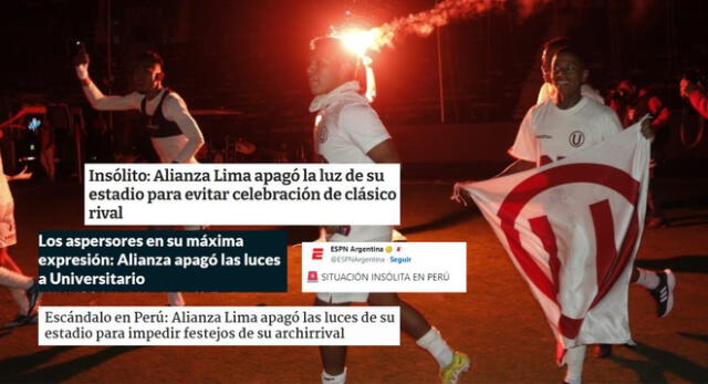 Así informaron medios internacionales sobre el apagón en Matute tras campeonato de la 'U'.