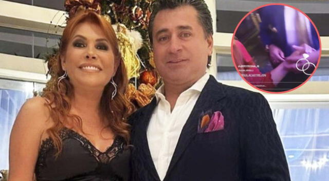 Magaly Medina y Alfredo Zambrano se lucen enamorados en reciente evento.