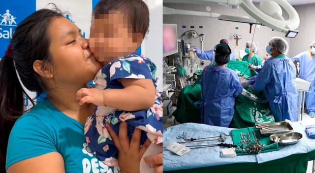 Madre de bebé está contenta luego de que médicos del hospital Víctor Lazarte Echegaray extrajeran el crucifijo.