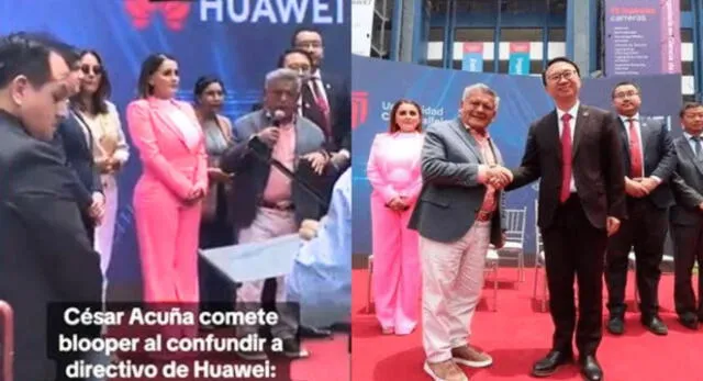 César Acuña comete blooper en ceremonia con directivo de Huawei y es viral en TikTok.