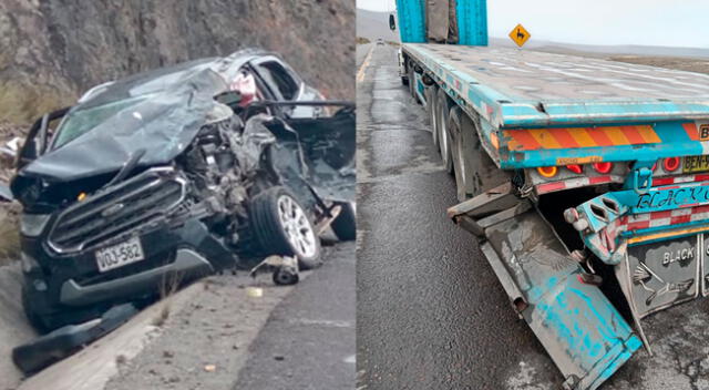Auto chocó por detrás a tráiler en el kilómetro 129 de la vía  Arequipa-Puno.