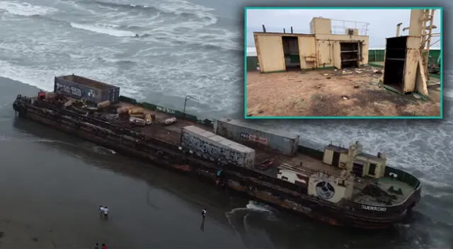 Salen a la luz imágenes del interior del barco abandonado que apareció en playa de Ventanilla.