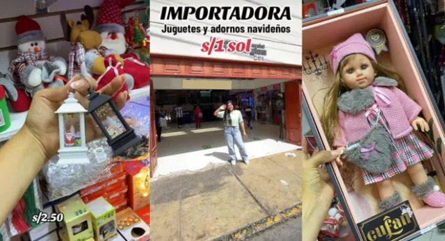 Peruana reveló en TikTok una importadora de juguetes y adornos navideños a 1 sol en el Centro de Lima.