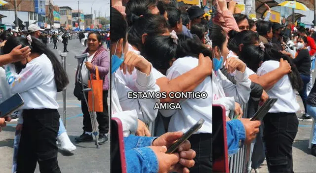 La joven rompió en llanto al ver a su madre esperándola luego de rendir el examen de admisión.