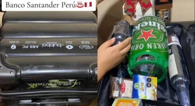 Peruana muestra canasta navideña del Banco Santander y lanzan duras críticas en TikTok.