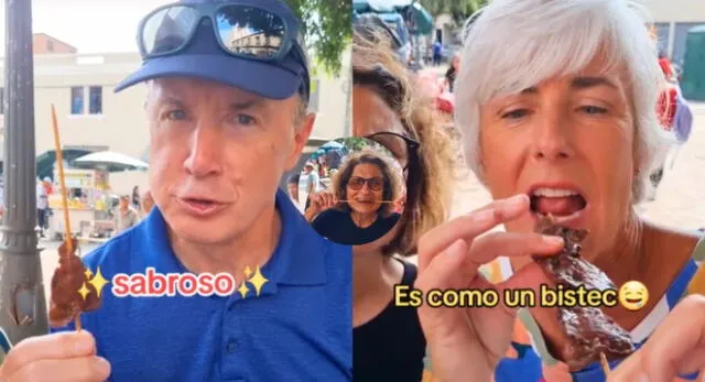 Turistas comen anticucho por primera vez y hacen peculiar comentario que es viral en TikTok.