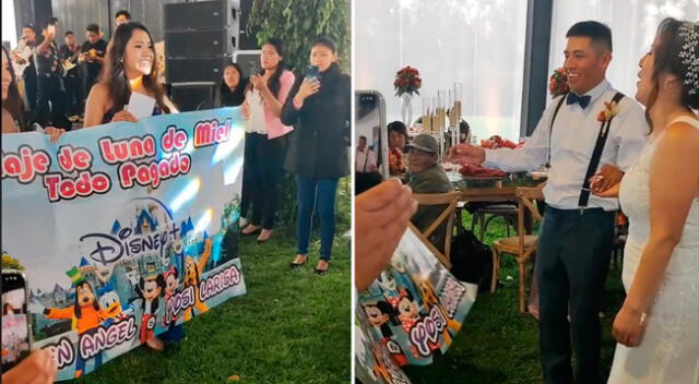 La pareja de esposos no imaginaron recibir un regalo tan costoso en su boda.