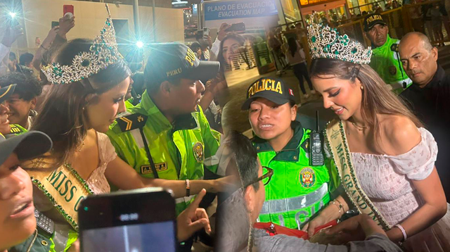 Luciana Fuster resguardada por la Policía Nacional al llegar al Perú.