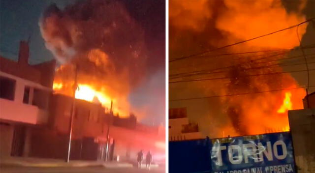 Un incendio se registró en un almacén de llantas en Oquendo, frente a la fábrica de Ajinomoto.