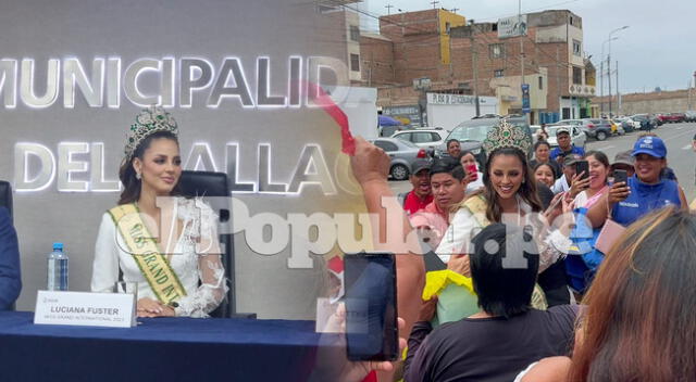 Luciana Fuster llega a la Municipalidad del Callao para recibir reconocimiento.