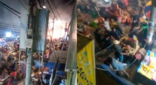 Incendio ocasionado por pirotécnicos en Mercado Modelo de Chiclayo alarmó a comerciantes y público presente.