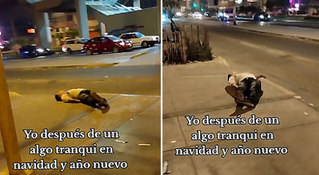 El hombre se pasó de copas y amaneció durmiendo en la calle.