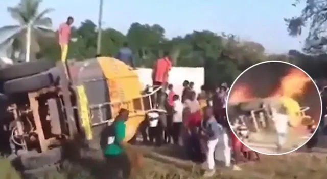 Camión cisterna con gas sufrió un accidente en carretera de África y ciudadanos tomaron una decisión.