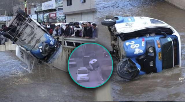 Mototaxi se despistó y cayó al río Tarma para no embestir a un perro.