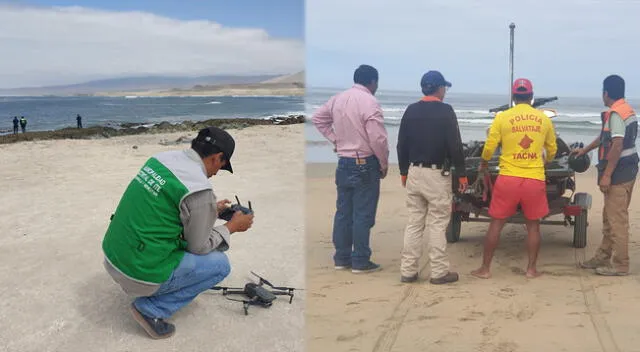 Adolescentes desaparece en playa La Meca y autoridades de Tacna lo buscan con dron.