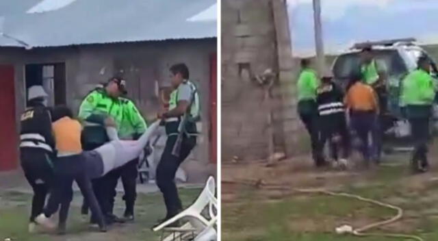 El vídeo muestra a los polícias arrastrando a una mujer embarazada frente a sus hijos.