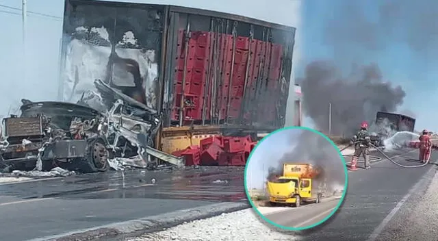 Camión lleno de cerveza se incendia en plena carretera de Sechura.