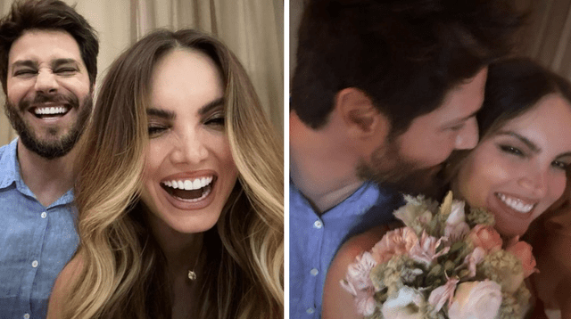 Carol Reali agarra el bouquet en boda y se emociona.