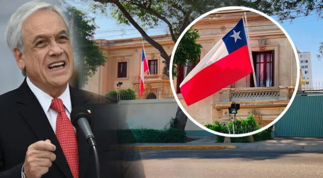Embajada de Perú en chile colocó la bandera a media hasta tras la muerte de Sebastián Piñera.