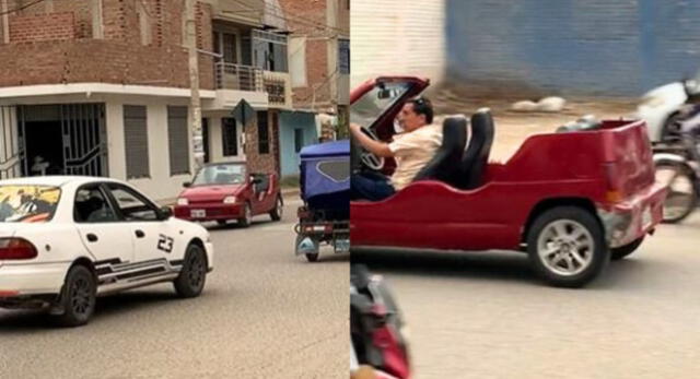 Joven capta singular carro modificado recorriendo calles de Chiclayo y es viral en TikTok.