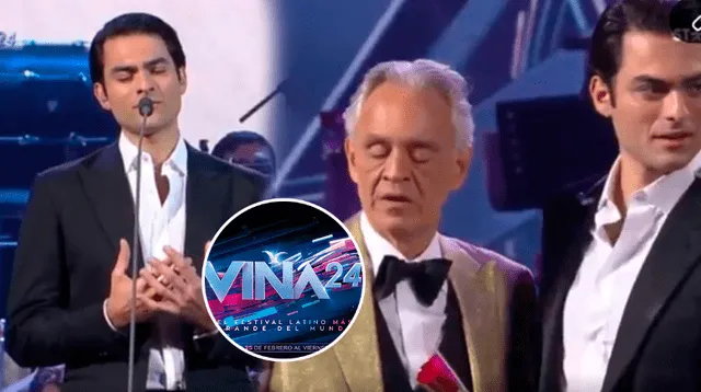 Andrea Bocelli canta con su hijo en Viña del Mar 2024.