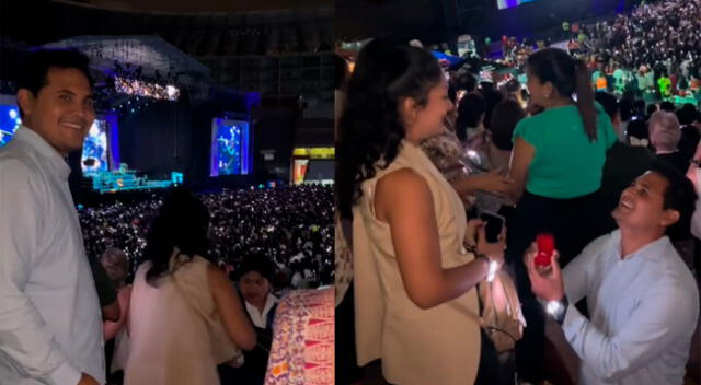 Hombre pide la mano a su enamorada en pleno concierto de Luis Miguel.