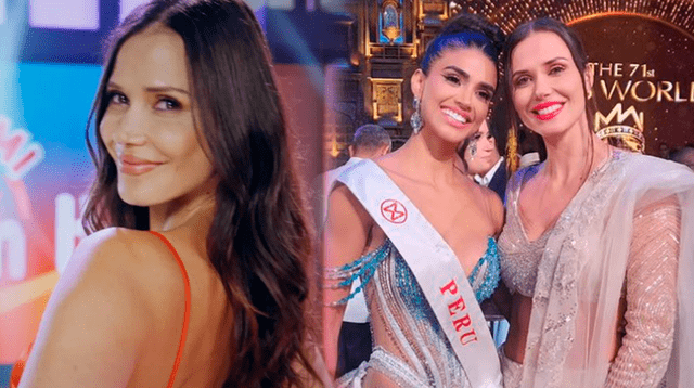 Maju Mantilla felicita a Lucia Arellano por su participación en el Miss Mundo 2024.