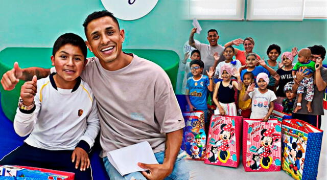 Yoshimar Yotún compartió con los niños del albergue 'Casa Andina'.