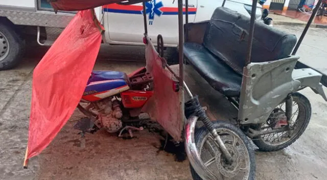 La familia herida fue trasladada al hospital de Iquitos. Mototaxi quedó desarmada