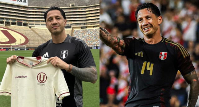 Gianluca Lapadula se luce con la camiseta de Universitario en el estadio Monumental.