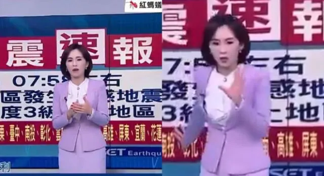 Conductora de noticiero vivió EN VIVO el terremoto de 7,4 en Taiwán ¿Qué hizo?