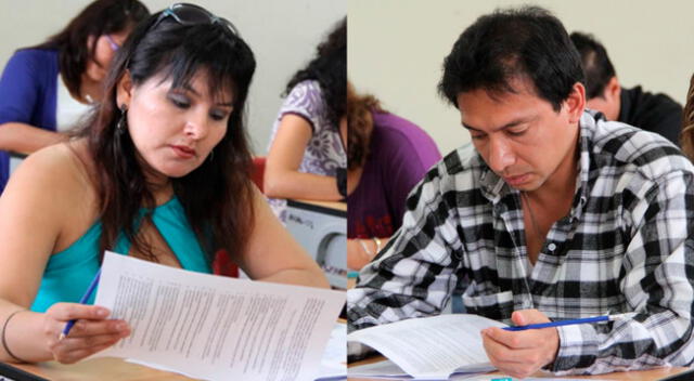 Docentes peruanos desarrollando sus evaluaciones en el concurso nacional.